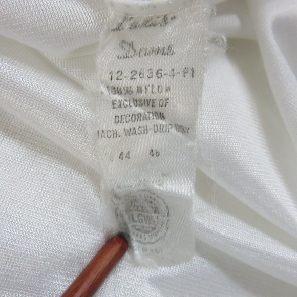 Vintage 70s Full Length White Nylon Half Slip Womens L Lace Hem USA Union Tag - Picture 8 of 10